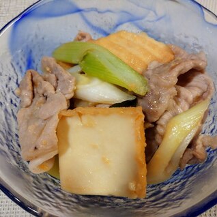 ご飯がすすむ！豚肉・絹揚厚げ・ネギの味噌炒め